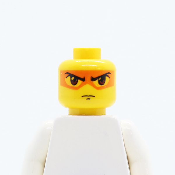 Dual Sided Exo-Force Brown Eyes with Orange Mask, Mouth Closed / Bared Teeth Pattern (Hikaru) - Blocked Open Stud
