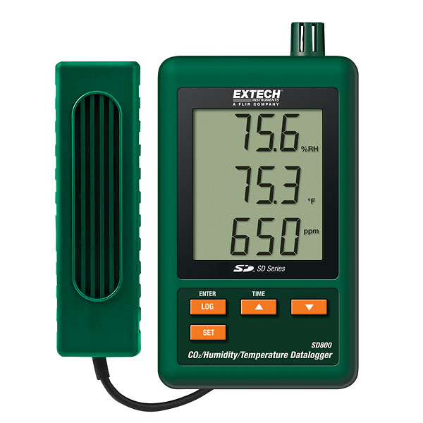 EXTECH รุ่น SD800 เครื่องวัดปริมาณก๊าซคาร์บอนไดออกไซด์ CO2, Humidity and Temperature Datalogger Records data on an SD card in Excel® format