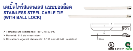 เคเบิ้ลไทร์สแตนเลส แบบบอลล็อค,STAINLESS STEEL CABLE TIE