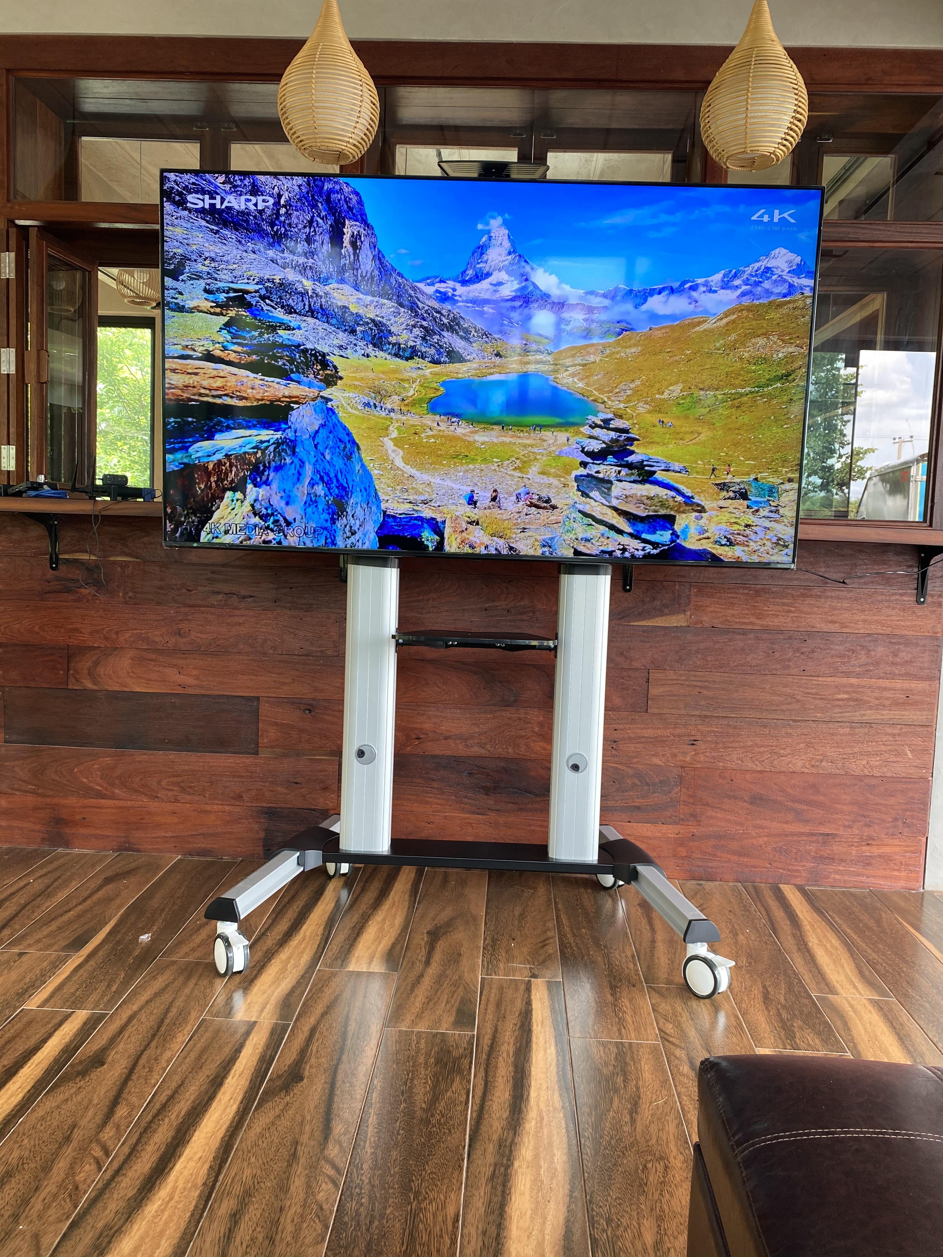 JMTVSTAND MT-F8200 ขาตั้งพื้นทีวีมีล้อเลื่อน(TV Stand) วัสดุ Aluminium อลูมิเนียม แบบล้อเลื่อนปรับสูง/ต่ำได้ 55"-98" นิ้ว{รับประกันสินค้า 3 ปี}0964746498