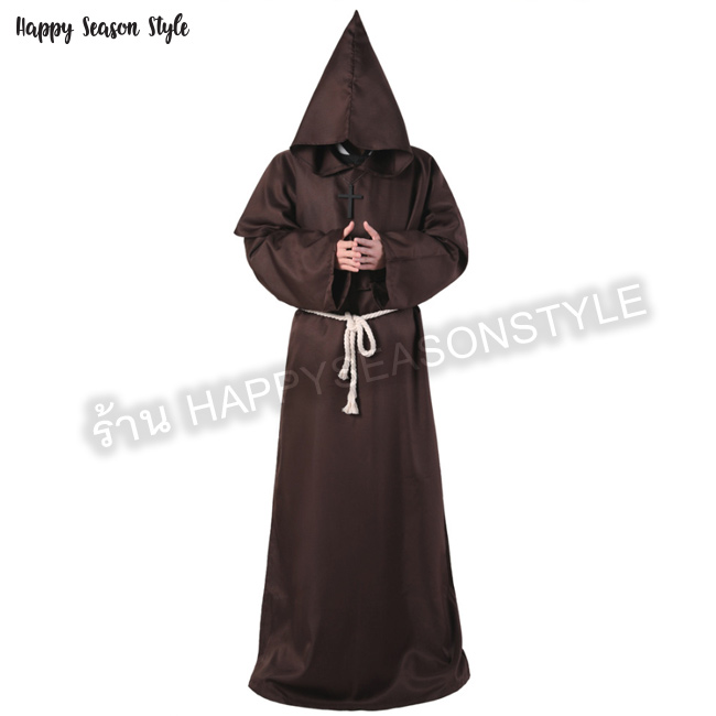 ชุดแฟนซี ชุดฮาโลวีน ชุดผี halloween ชุดคอสเพลย์ Cosplay - ผ้าคลุมกำมะหยี่ มีฮู๊ด พ่อมด วิสาจ แนวดาร์ค ผ้ากำมะหยี่ดำ สำเนา