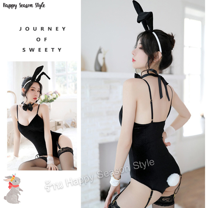 ชุดบันนี่ 🐰 กระต่าย เพลย์บอย 🐰 บอดี้สูทผ้ากำมะหยี่🌈ครบเซ็ท พร้อมถุงน่อง
