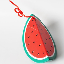 กระบอกน้ำพลาสติก ชิ้นแตงโม พร้อมหลอดพลาสติก Piece Of Watermelon Cup With Plastic Straw