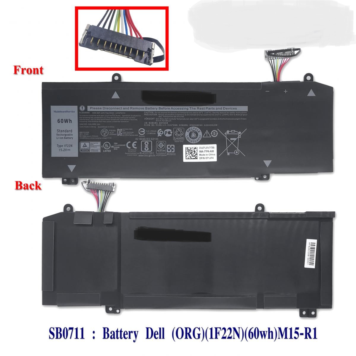SB0711 - BatteryDell(ORG)(1F22N)(60wh)M15-R1,M17-R1,P82F,P79-G7,7990,9590,5590,06YV0V