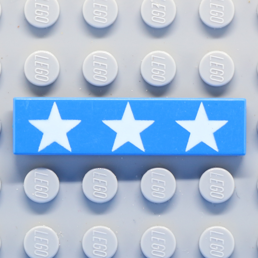 Tile 1 x 4 with 3 White Stars Pattern
