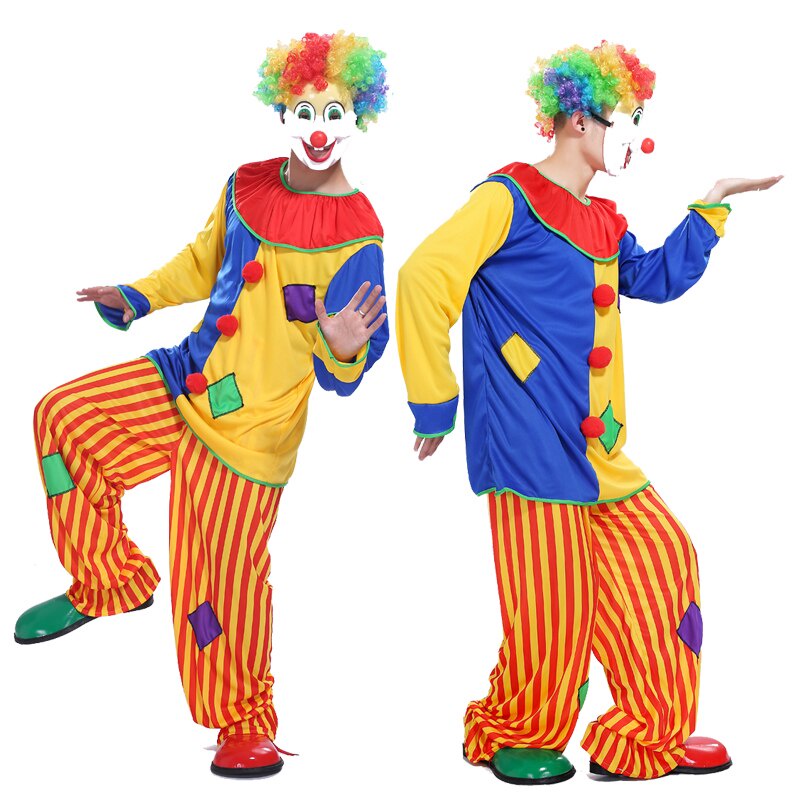 ชุดตัวตลก 🤡 โบโซ่ เสื้อเหลืองน้ำเงิน กางเกงลายทางเหลืองแดง 🏍️💨ส่งไวจาก กทม.