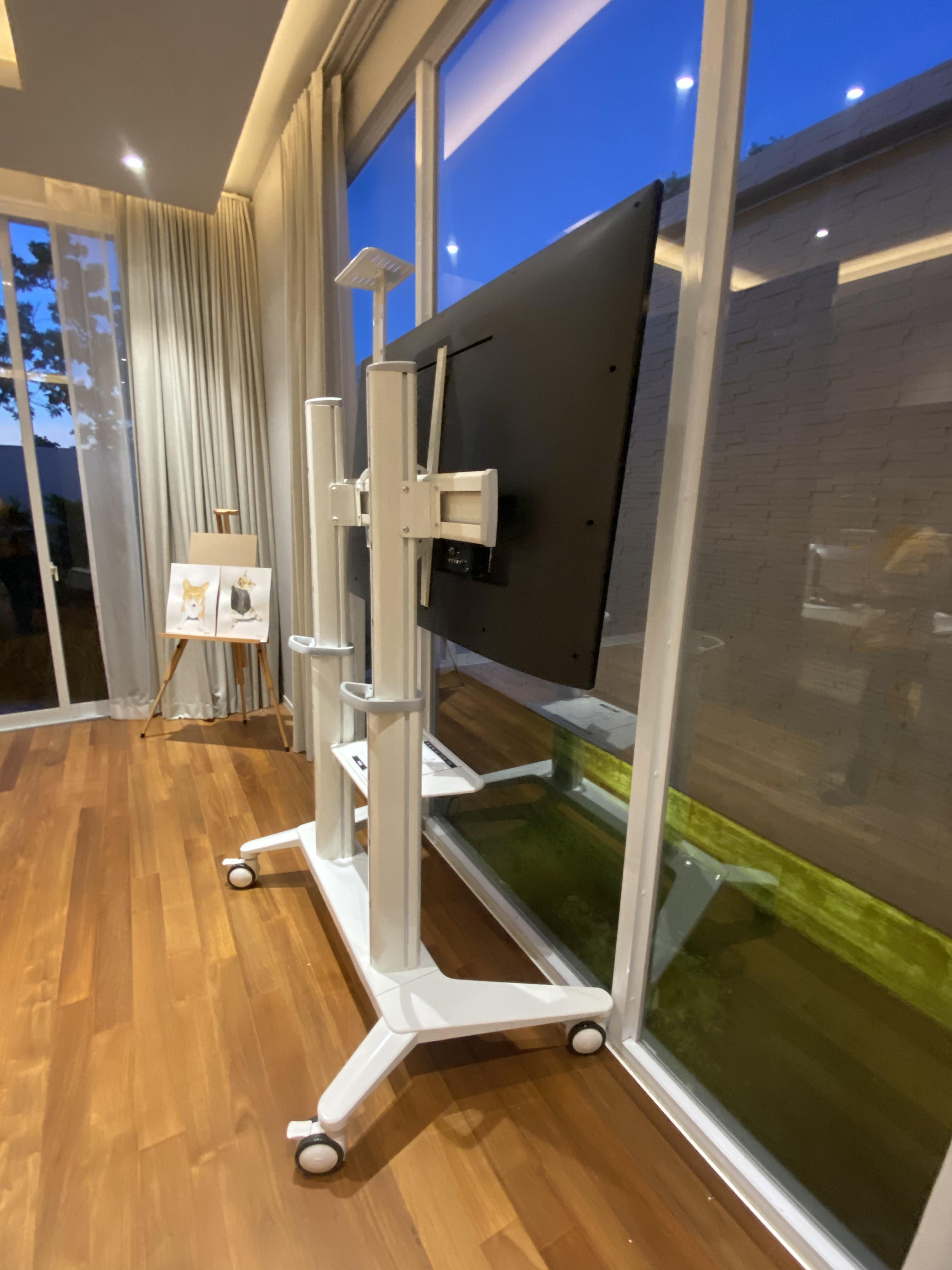 JMTVSTAND MT-F9400 ขาตั้งพื้นทีวีมีล้อเลื่อนTV Stand วัสดุ Aluminium อลูมิเนียม{สีขาว} แข็งแรง สวยหรู ทรงทันสมัย รองรับทีวี 70"-120"นิ้ว{รับประกัน 3 ปี}0964746498