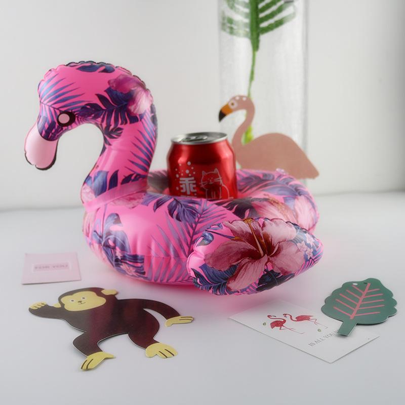 ที่วางแก้วเป่าลม ฟลามิงโก้ ลายดอก Inflatable New Flamingo Cup Holder
