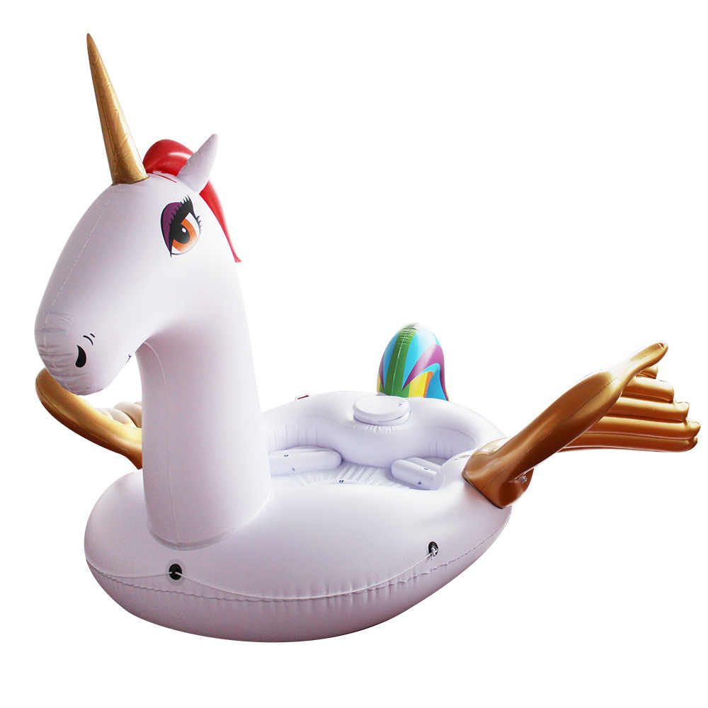 แพยางยูนิคอร์นปีกทอง ขนาดใหญ่ นั่งได้ 6-8 คน Inflatable New Gold Wing Unicorn Huge Island for 6-8 adults