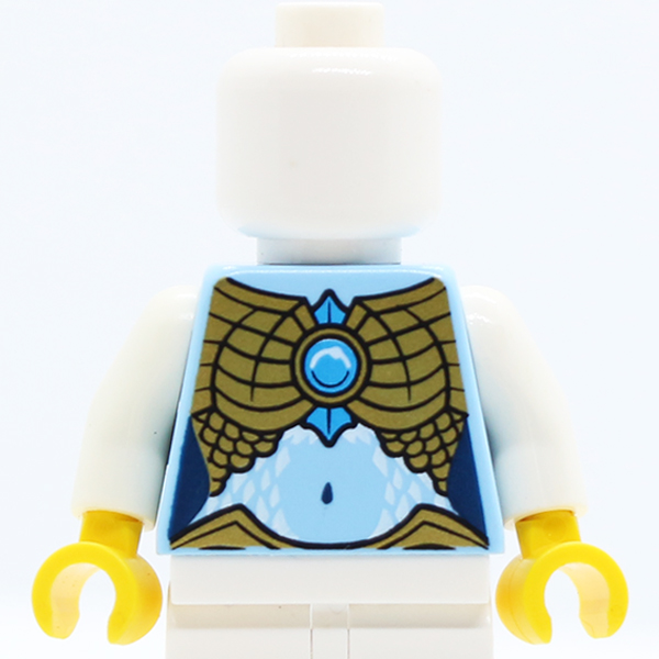 Chima Female Outline with Gold Scaled Armor and Blue Round Jewel (Chi) Pattern / White Arms / Yellow Hands