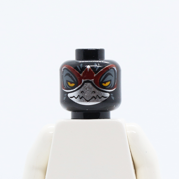 Dual Sided Alien Chima Raven with Silver Beak and Dark Red Markings, Wide Eyes / Narrow Eyes Pattern (Razar) - Hollow Stud