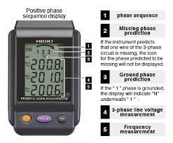 HIOKI PD3259-50 เครื่องตรวจวัดลำดับเฟสแบบไม่สัมผัส แสดงข้อมูลตัวเลข 4 บรรทัด