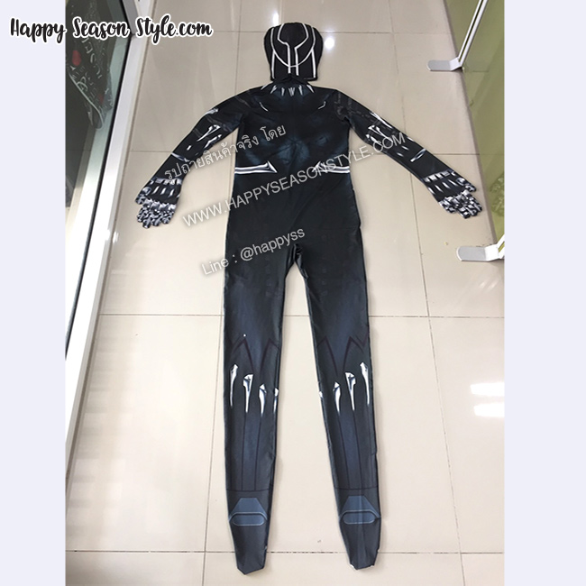 ชุดแบล็คแพนเธอร์ Black Panther สกรีน สีดำ พร้อมหน้ากาก ซุปเปอร์ฮีโร่