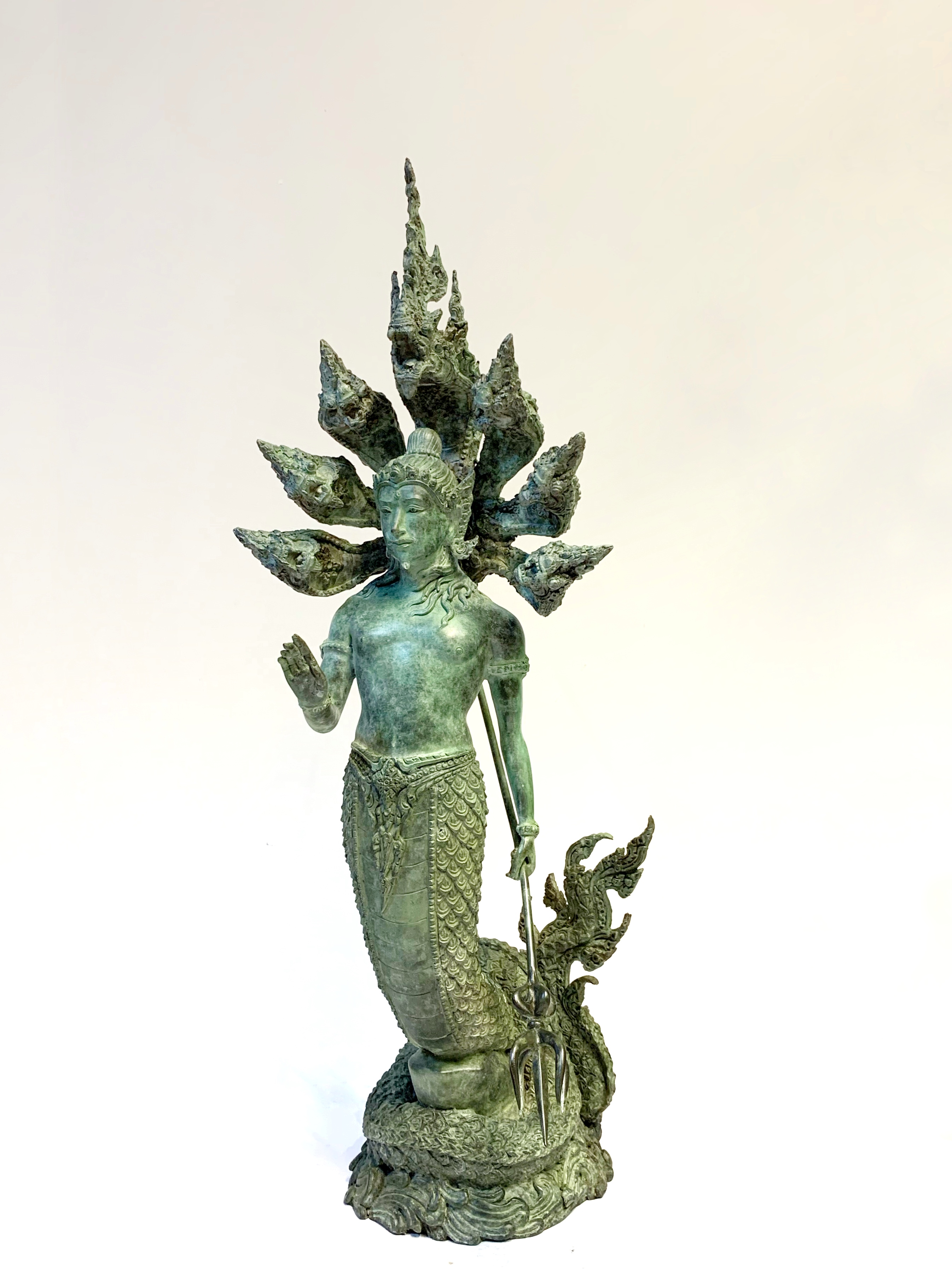 ปู่นาคราช ทรงตรีศูล หน้าตัก 9 นิ้ว (ปรก 7 เศียร)