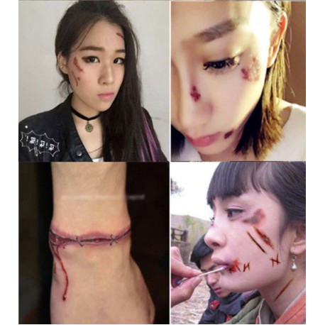 สติ๊กเกอร์แทดทู Tattoo และ เลือดปลอม ฮาโลวีน แต่งผี ซอมบี้ 🏍️💨 ส่งไวจากไทย