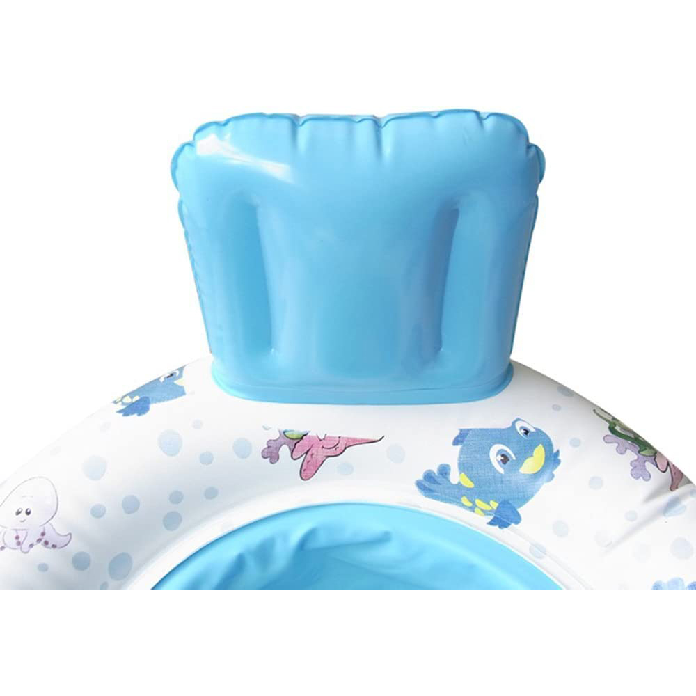 ห่วงยางเด็กและแม่ มีที่บังแดด สีฟ้า-ขาว Inflatable Blue-White Mom-Baby with Umbrella Pool Float