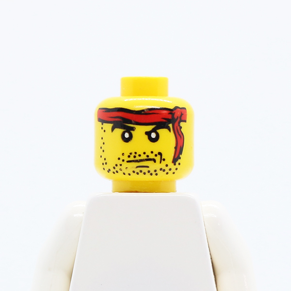 Male Headband Red and Stubble Beard Pattern - Blocked Open Stud