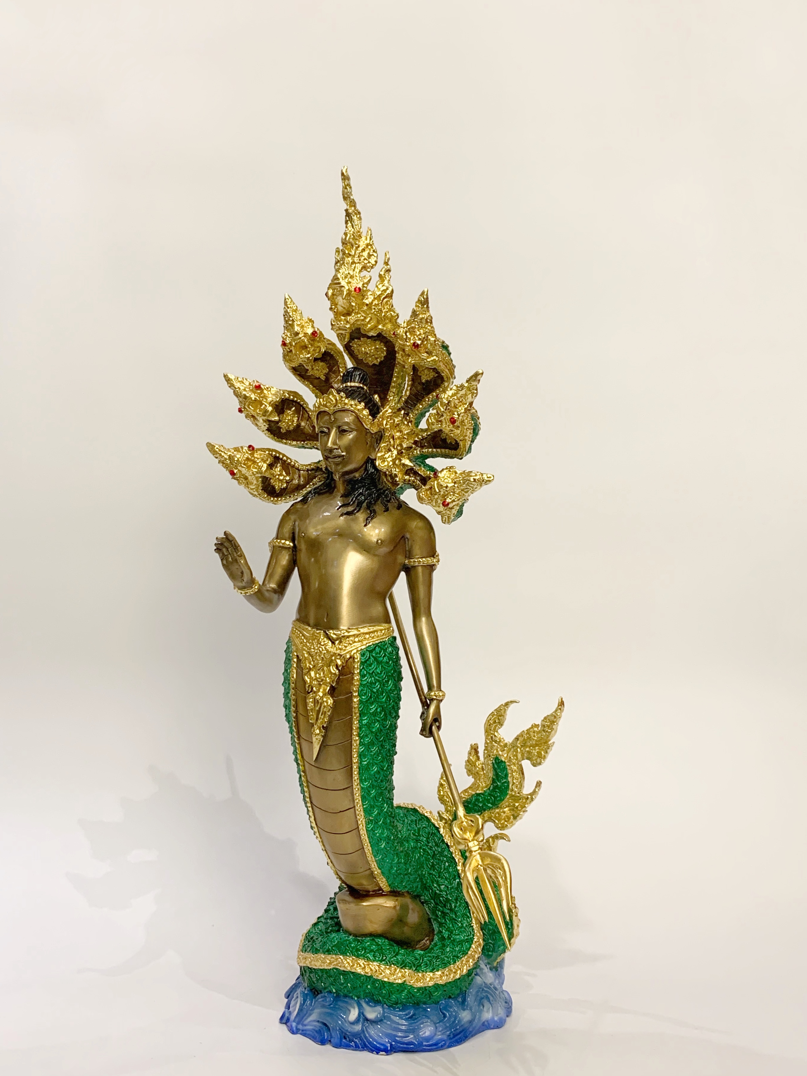 ปู่นาคราช ทรงตรีศูล หน้าตัก 9 นิ้ว (ปรก 7 เศียร)