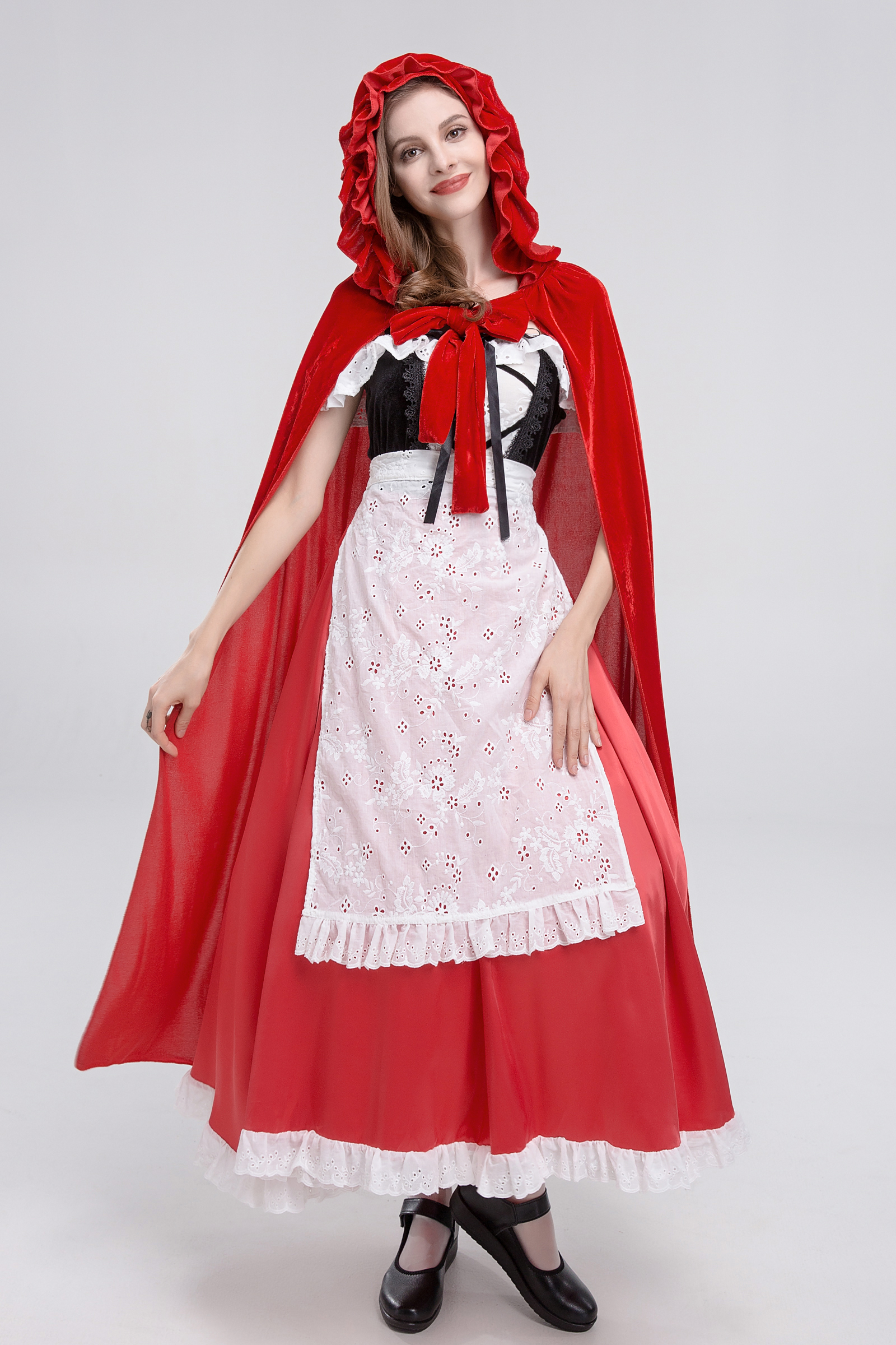 ชุดหนูน้อยหมวกแดง พร้อมผ้าคลุม หนูน้อยหมวกแดงแบบยาว