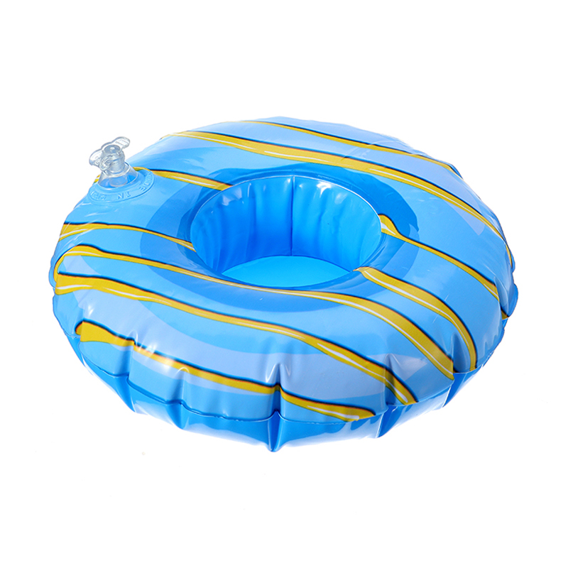 ที่วางแก้วเป่าลม โดนัท สีฟ้า Inflatable Donut Blue Cup Holder