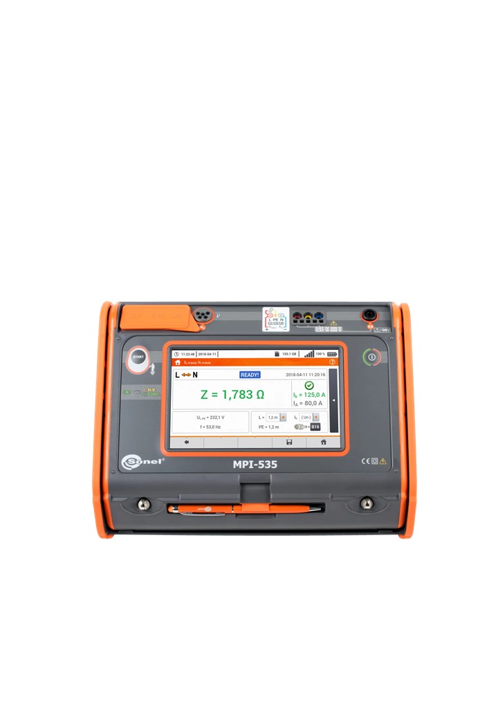 SONEL MPI-535/w C3-N1-PRS1-EVSE-01 เครื่องตรวจสอบความปลอดภัยทางไฟฟ้าของสถานีชาร์จรถยนต์ไฟฟ้า หน้าจอสีทัชสกรีนขนาด 7 นิ้ว