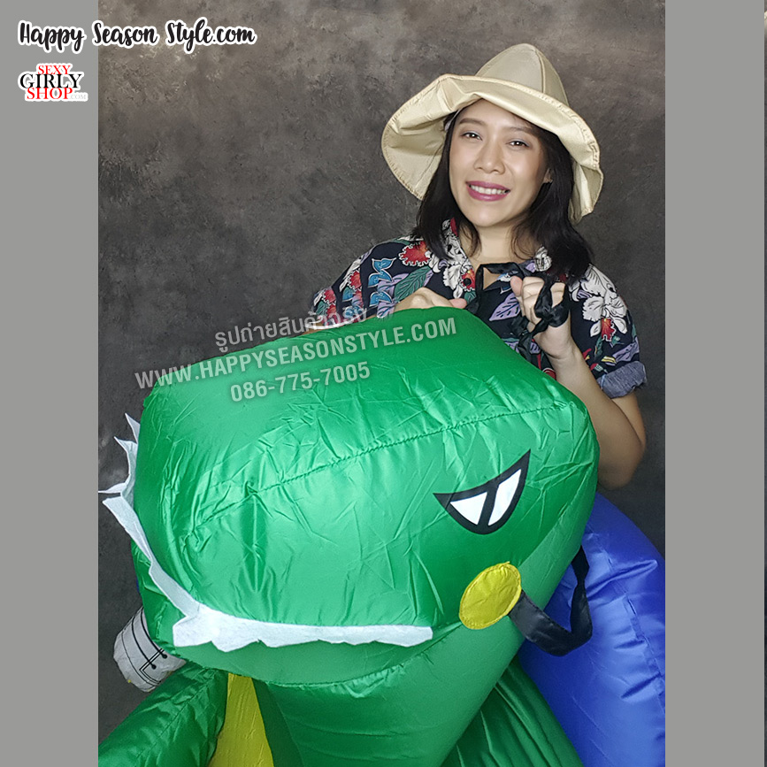 ชุดไดโนเสา ชุดพองลม เป่าลม ครึ่งตัว สีเขียว