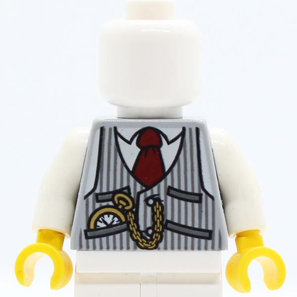 Pinstripe Vest, Red Tie and Pocket Watch and Back Print Pattern / White Arms / Yellow Hands
