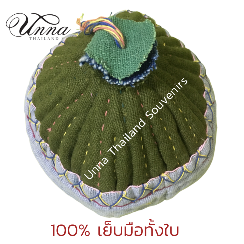 หมวกชาวเขา หมวกชนเผ่า หมวกผ้าฝ้าย เย็บมือโดยฝีมือผู้สูงอายุชนเผ่าดาราอั้งทางเหนือของไทย Hill tribe hat hand embroidered Cotton สีเขียวขอบเทา