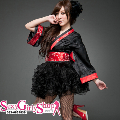 ชุดกิโมโน ญี่ปุ่นกระโปรงฟูฟ่อง (กระโปรงแดง และดำ)