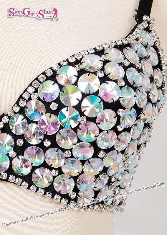 ชุดบราแฟนซี บรา + ปกคอเสื้อ ปักแต่งคริสตัล หรูหรา อลัง