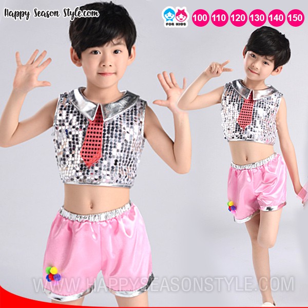 ชุดแฟนซีเด็ก ชุดเชียร์ ชุดเชียร์กีฬา กีฬาสี ปอมๆ เสื้อเกล็ดเงิน แต่งปอมๆ สีรุ้ง กระโปรงรูดระบายสีชมพู