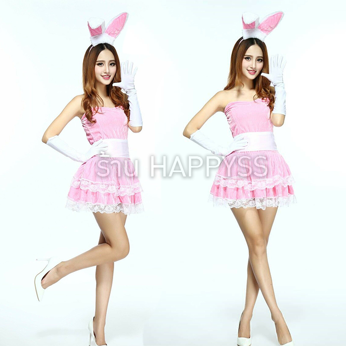 ชุดกระต่ายน้อย บันนี่เกิร์ล กำมะหยี่ สีชมพู ดำ แดง