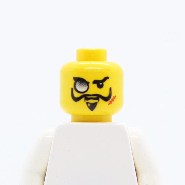 Glasses with Monocle, Scar, and Goatee Pattern - Blocked Open Stud