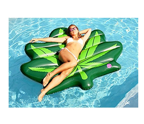 แพยางใบไม้สีเขียว Inflatable Green Weed Leaf Pool Float