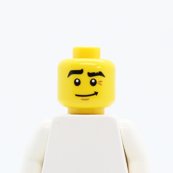 CS08 Black Eyebrows, Raised Right Eyebrow, Crooked Smile Pattern - Blocked Open Stud