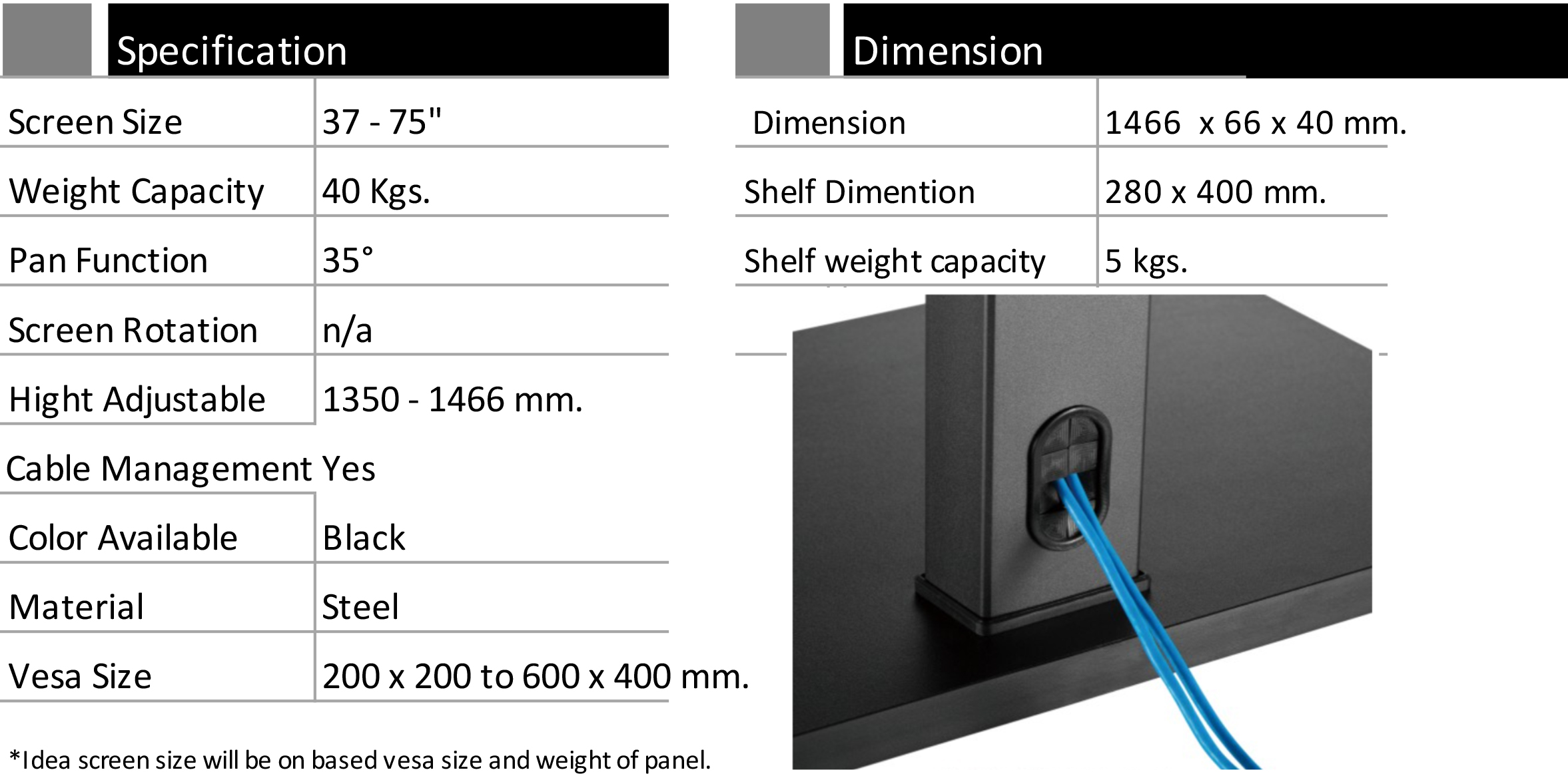 JMTVSTAND MT-F8600 แท่นวางทีวี / ขาตั้งพื้น หมุนได้ รองรับจอขนาด 37-75 นิ้ว0964746498