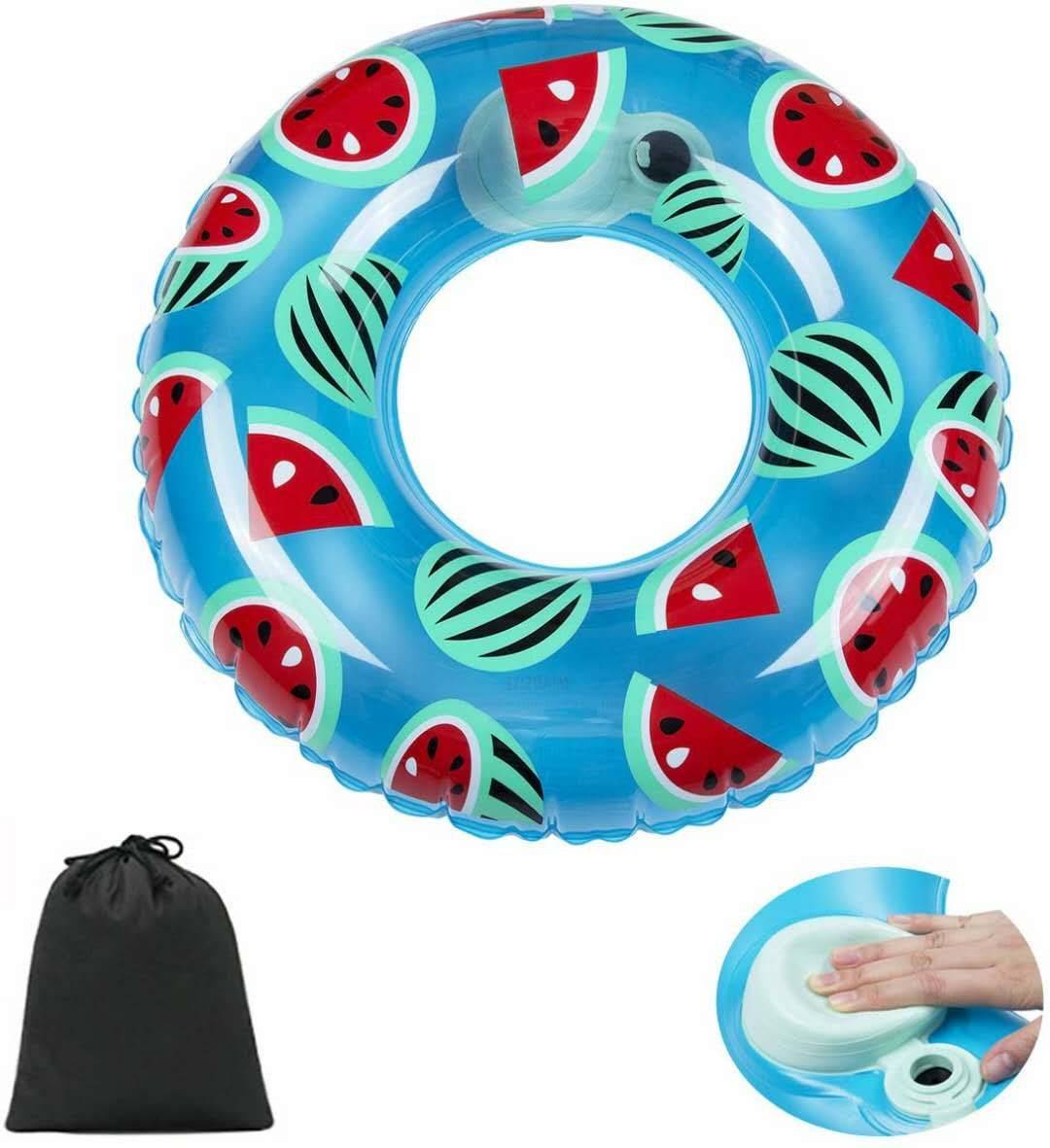 ห่วงยางแตงโม - สีฟ้า ไม่ต้องใช้ที่สูบลม Inflatable Watermelon Pool Float Non Air Pump