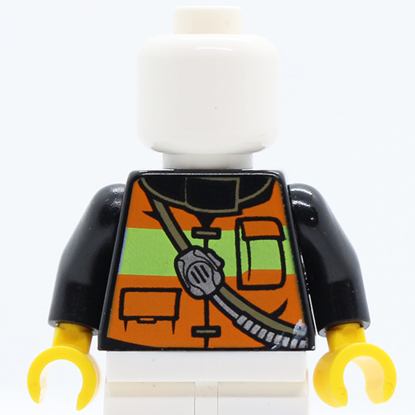 Fire Reflective Stripe Vest with Pockets and Shoulder Strap with Radio and Fire Badge on Back Pattern / Black Arms / Yellow Hands
