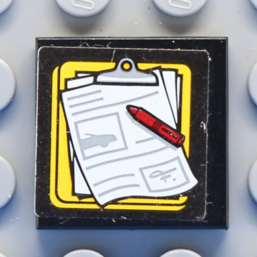 Tile 2 x 2 with Groove with Clipboard with Paper and Pen Pattern (Sticker) - Set 60060