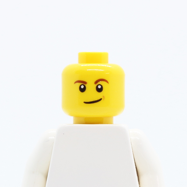 Brown Eyebrows, White Pupils, Lopsided Smile with Brown Dimple Pattern - Hollow Stud