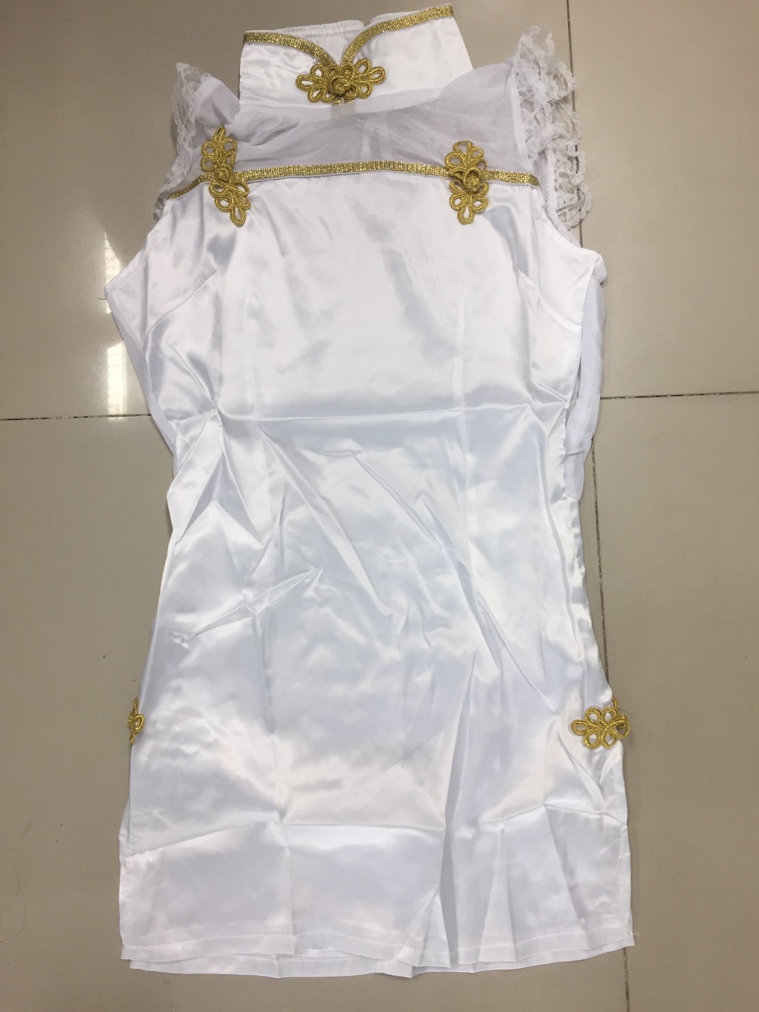 ชุดแฟนซี Party Cosplay ชุดเซ็กซี่ ชุดคอสเพลย์ - กี่เพ้า ผ้ายืดสีขาว หลังซีทรู