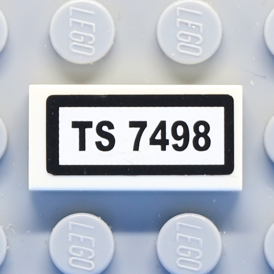 Tile 1 x 2 with Groove with 'TS 7498' Pattern (Sticker) - Set 7498