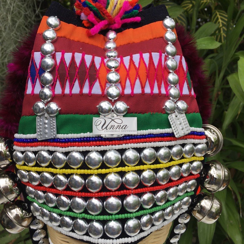 Akha hill tribe handmade hat หมวกชาวเขา #11 หมวกอาข่า ชุดประจำชาติ ชุดชนเผ่า เป็นของที่ระลึกไทย ของสะสม หรือใส่ในงานแสดงชุดประจำชาติ