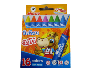 สีเทียน ตราม้า 16สี ขนาดจัมโบ้ (ขายยกโหล12กล่อง)
