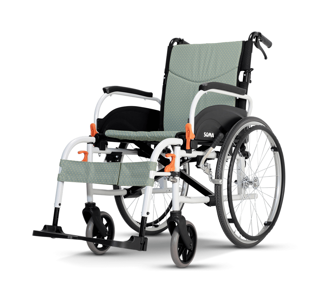 รถเข็นอลูมินัมอัลลอยด์โซม่า SOMA รุ่น Agile เบาะกว้าง 18 นิ้ว (WheelChair Soma Agile 18 inch) สะดวกสบาย ถอดชิ้นส่วนได้ เปิดที่พักแขนขึ้นได้ รองรับน้ำหนักสูงสุด 115 กิโลกรัม