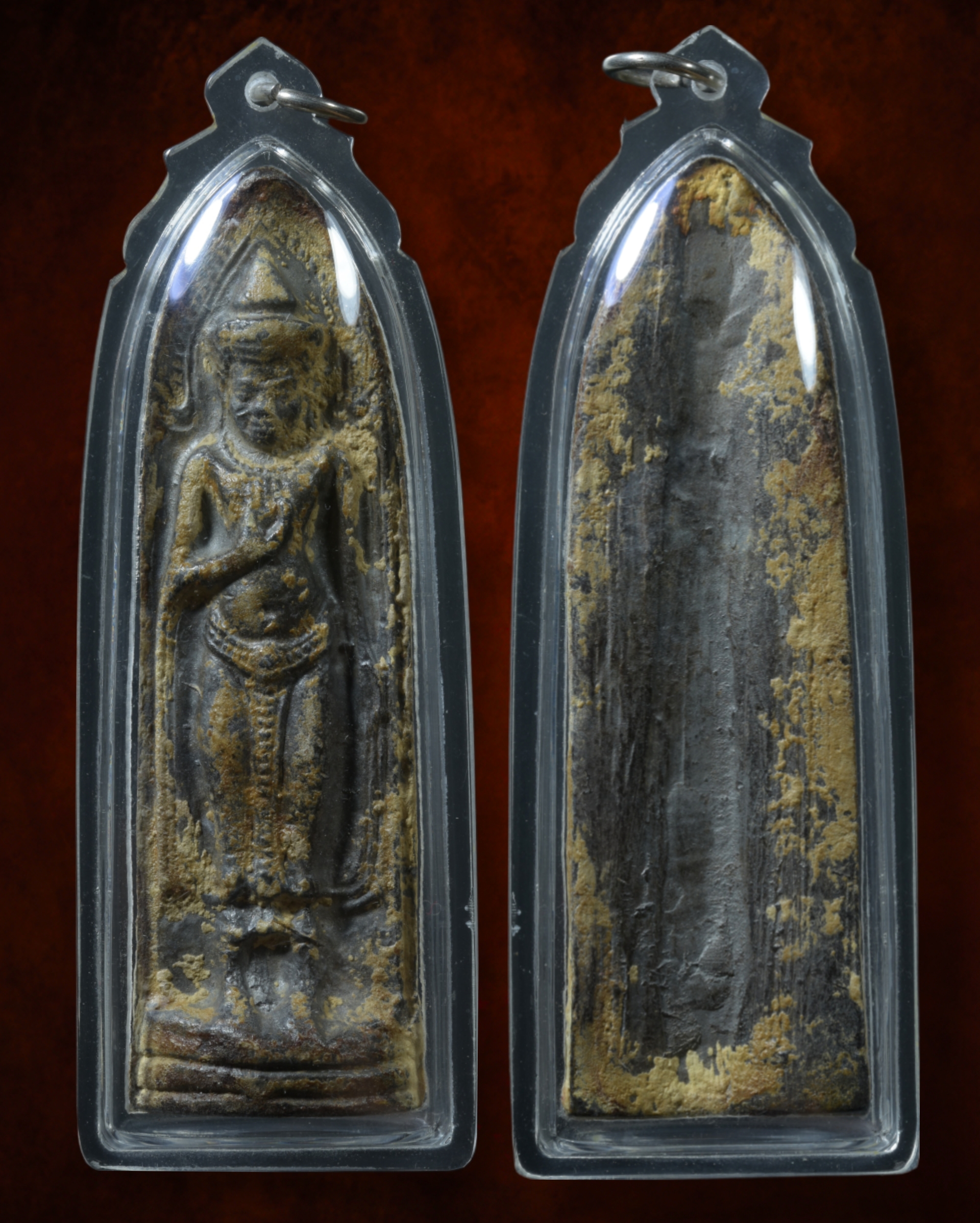 พระร่วงยืนประทานพร หลังรางปืน เนื้อชินตะกั่ว