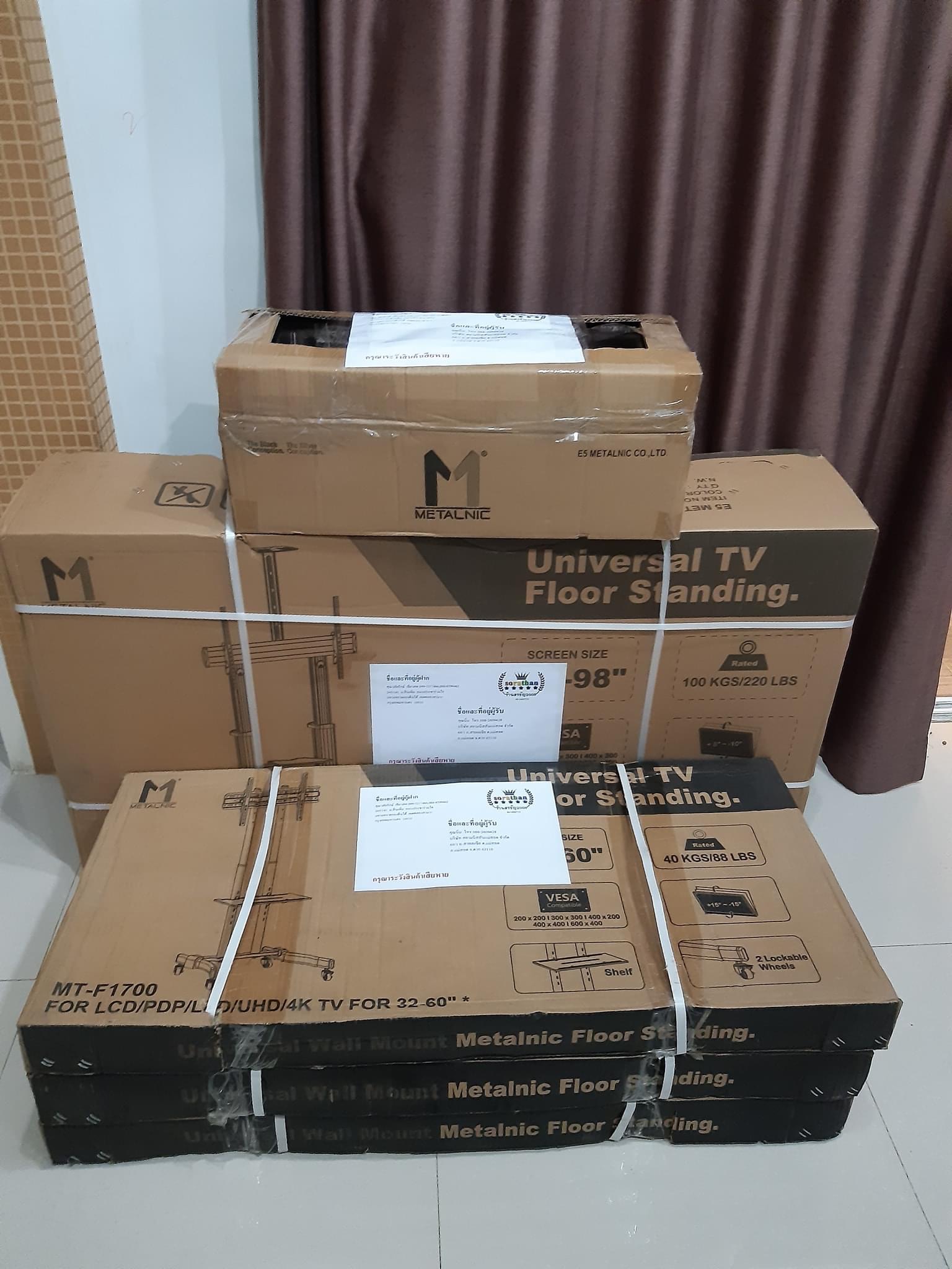 JMTVSTAND MT-F8200 ขาตั้งพื้นทีวีมีล้อเลื่อน(TV Stand) วัสดุ Aluminium อลูมิเนียม แบบล้อเลื่อนปรับสูง/ต่ำได้ 55"-98" นิ้ว{รับประกันสินค้า 3 ปี}0964746498