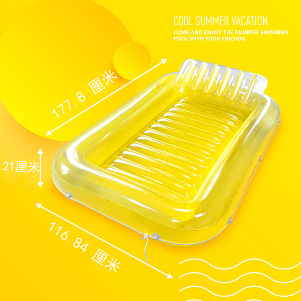 แพยางนอนเดี่ยวพร้อมหมอนหนุน สีเหลือง แบบใหม่ Inflatable New Yellow Pool Longer
