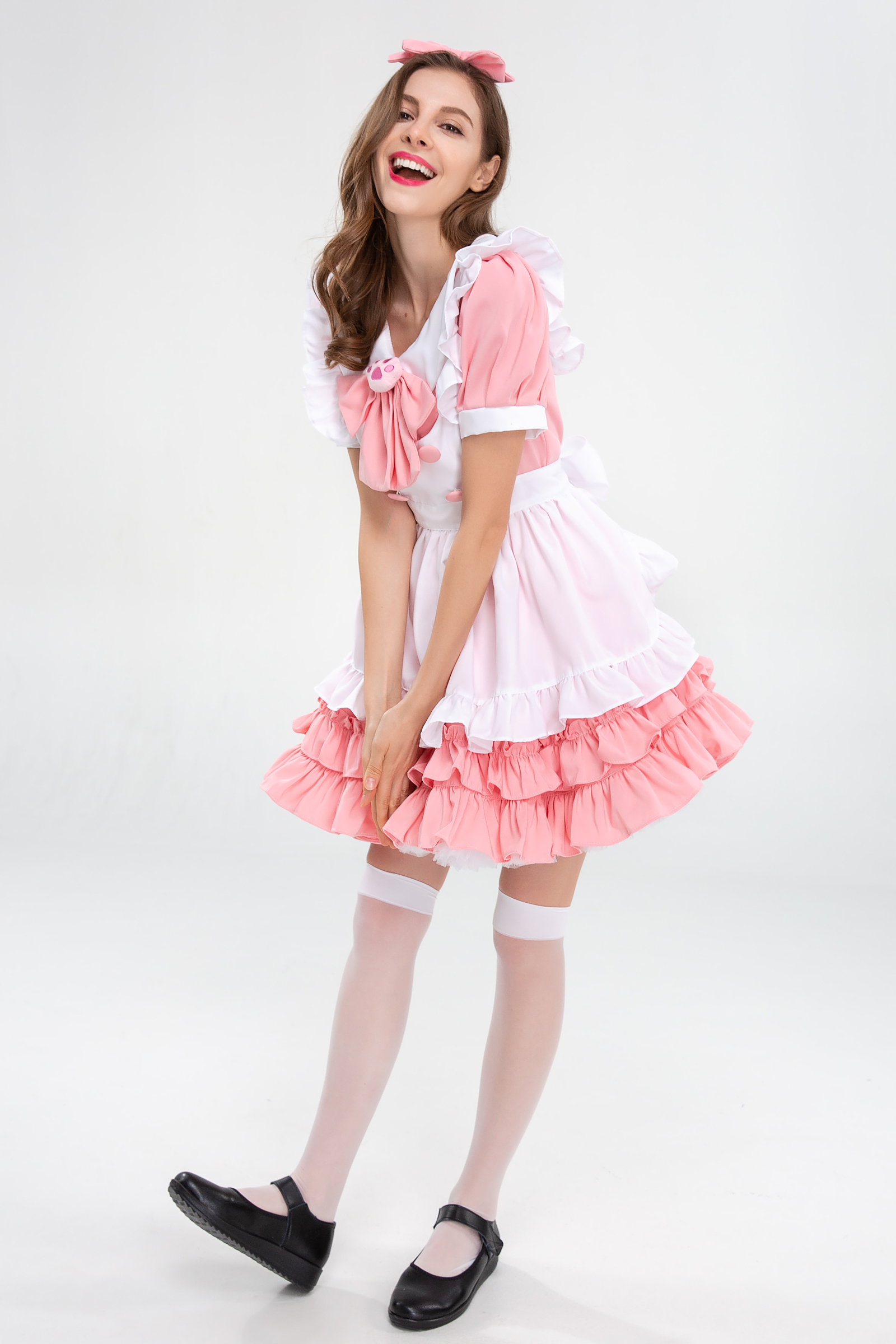 ชุดเมด แม่บ้าน โลลิต้า ลิตเติ้ลโบว์ สีชมพู