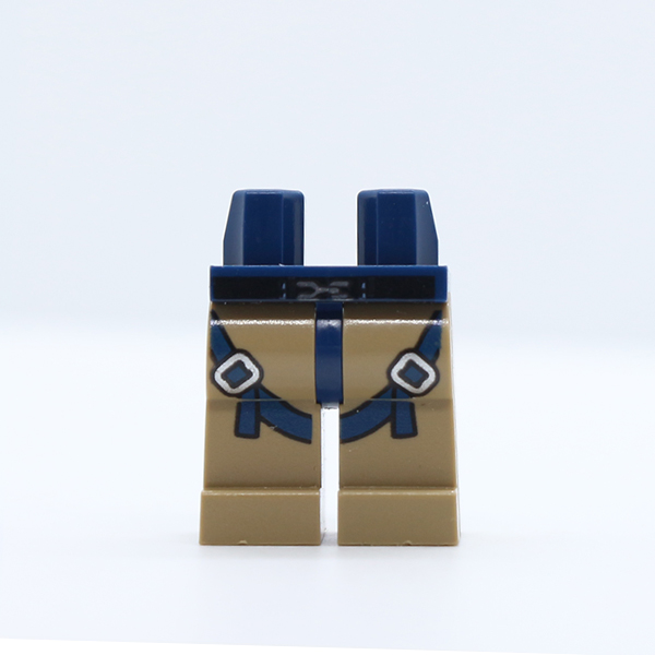 Hips and Dark Tan Legs with Dark Blue Straps and Silver Buckles Pattern